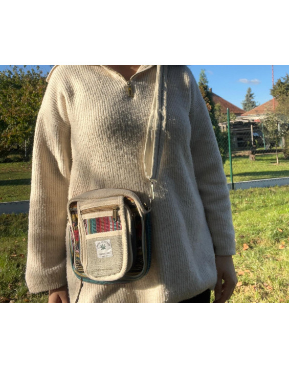 Ethno kabelka z konope -  bielo farebná